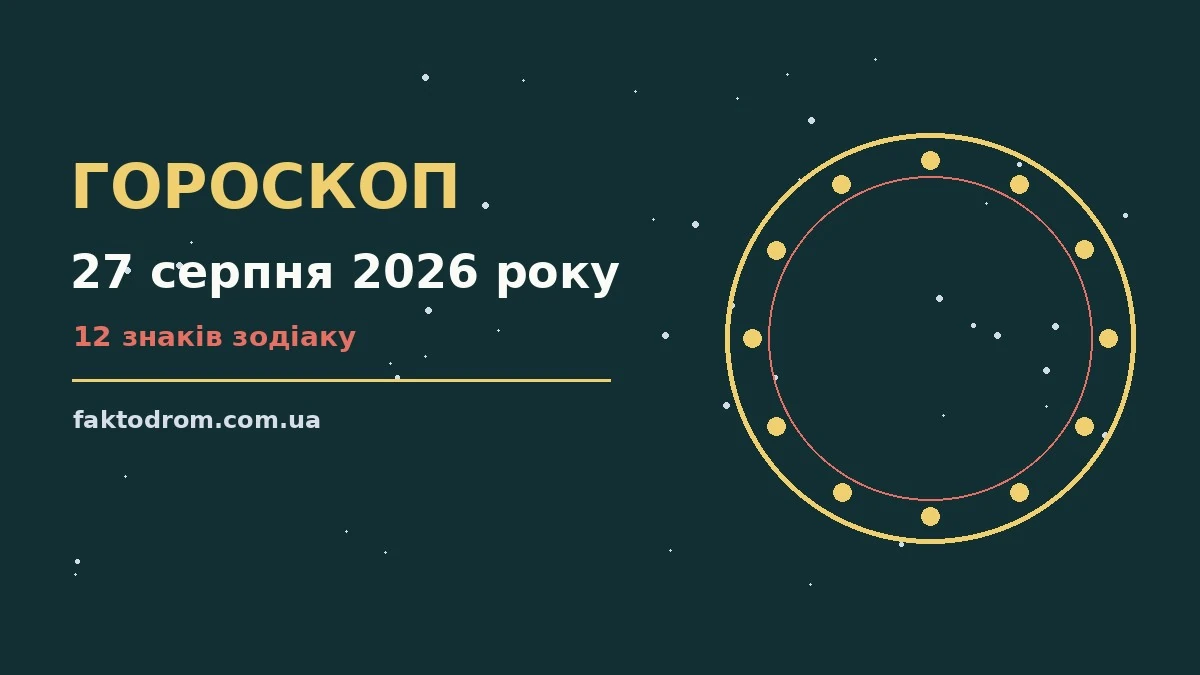 Гороскоп на 27 серпня 2026 року: поради для кожного знака про настрій, справи та гроші